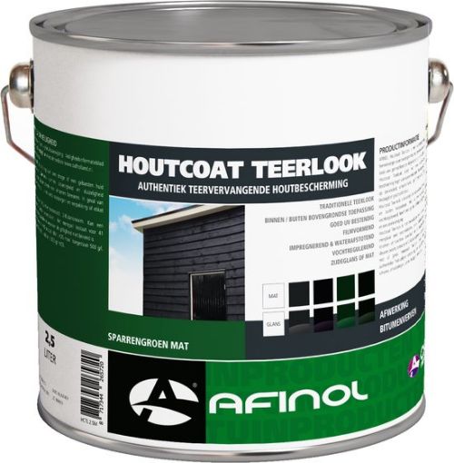 Afbeeldingen van Afinol houtcoat teerlook mat zwart - 2,5 liter